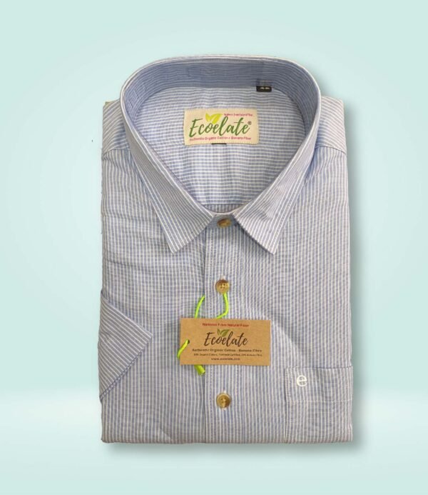 Fairtrade Organic Cotton Banana Fiber Shirt - Striped-H/S